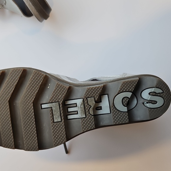 Sorel Light Gray Joanie II Lace Webbing Wedge Sandals 9 - Picture 6 of 10